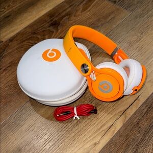 Beats by Dre Mixr Orange and White Over-Ear Headphones